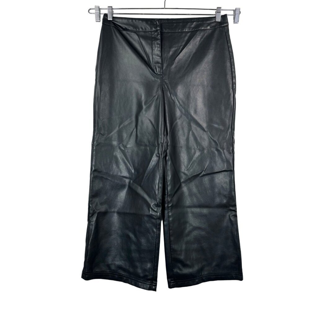 Bagatelle Wide leg Cropped high‎ waist faux leather pants 90s sz L